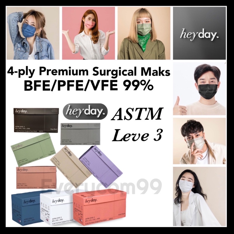 Heyday (Mask On)Malaysia 4 ply Surgical Face Mask 10pcs/ 30pcs
