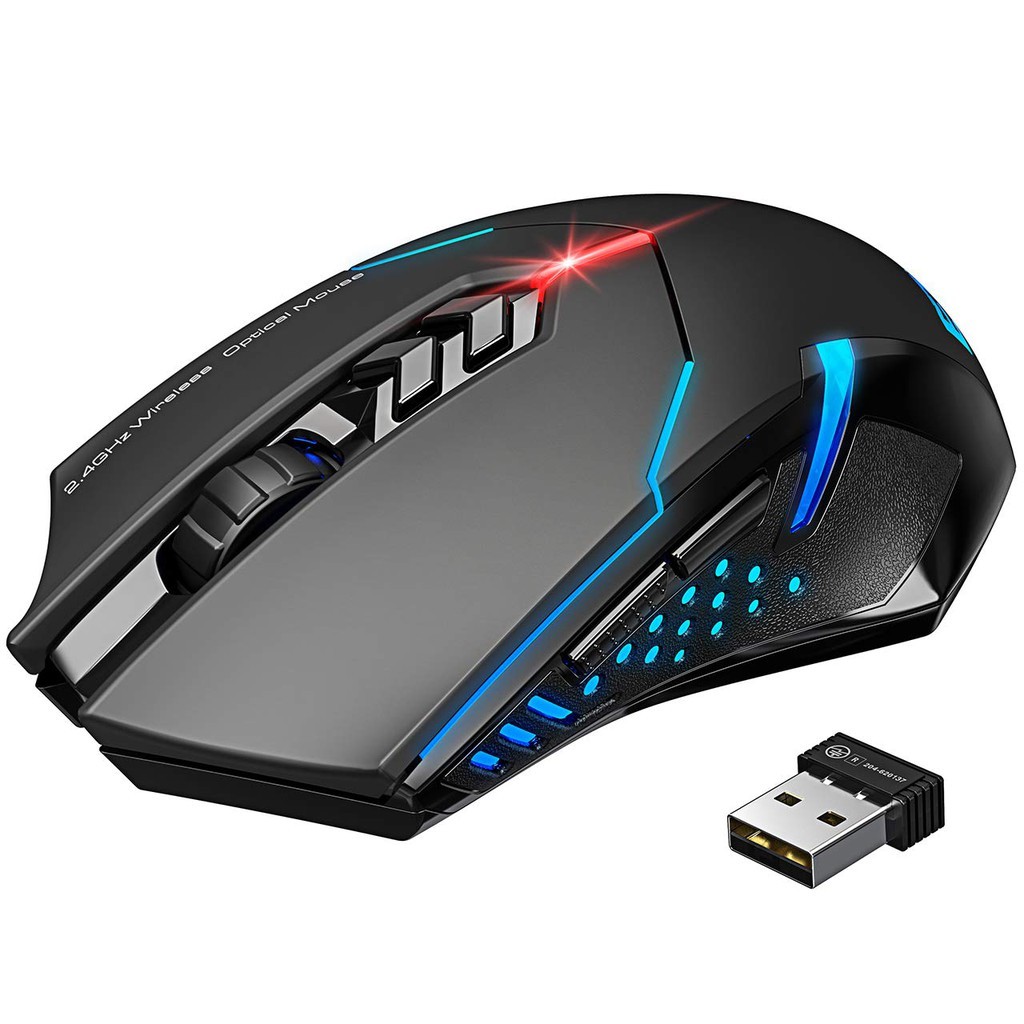 Wireless Gaming Mouse with Unique Silent Click, Breathing Backlit, 2