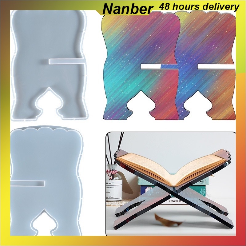 Nanber Book Stand Silicone Mold Vintage Quran Holder Folding Bible Stand Decorative