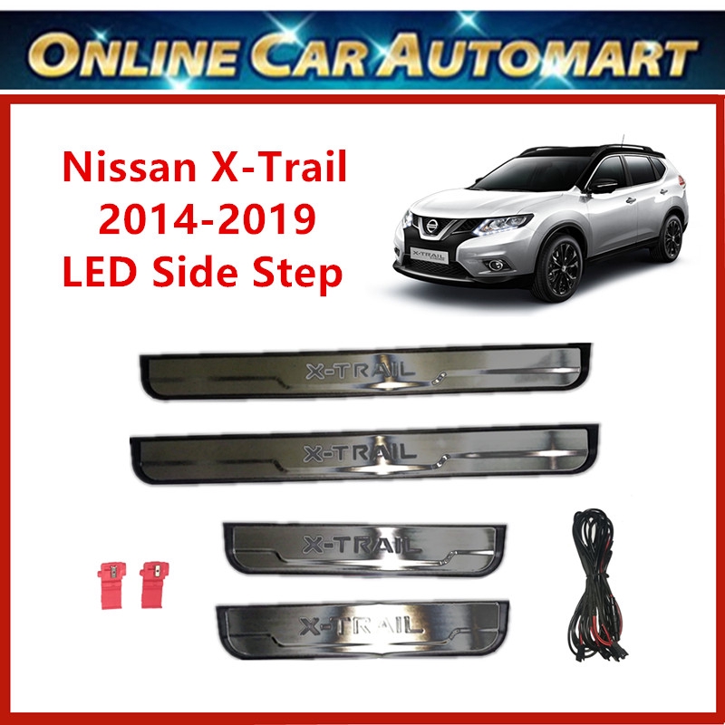 Nissan X-Trail 2014-2016 Side Steel Plate/Door Side Step/Side Sill Plate With Led (Blue)