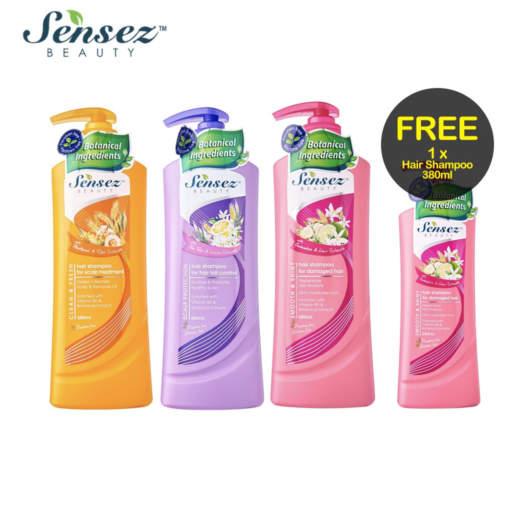 Buy 1 Free 1 Sensez Beauty Hair Shampoo 680ml For Hair Fall Control Scalp Treatment Damaged Hair Shopee Malaysia