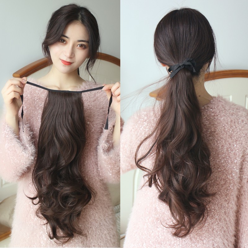 ☃low bind type lifelike fake ponytail and women horsehair wig wavy hair  tail long curly braid temperament