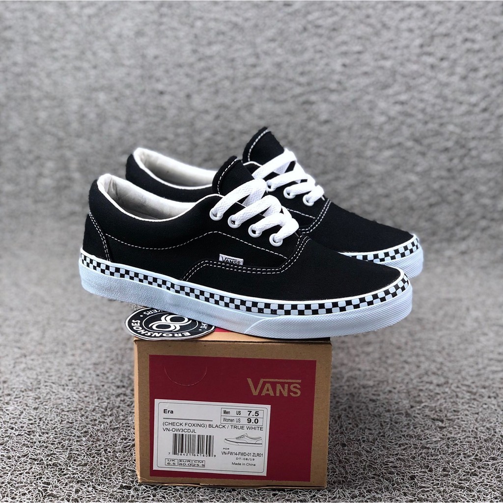 vans era check foxing black