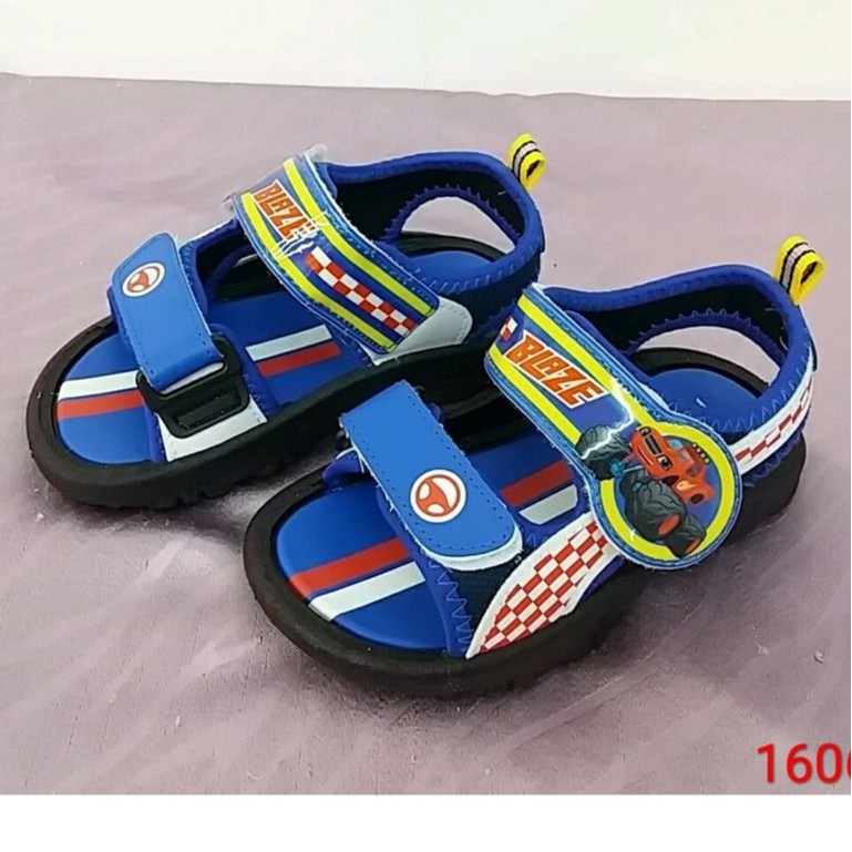 Princess Sarah Made In Taiwan Middle Child/Boys Cyclone Chariot Fleet BLAZE Electric Light Sandals 14-18cm