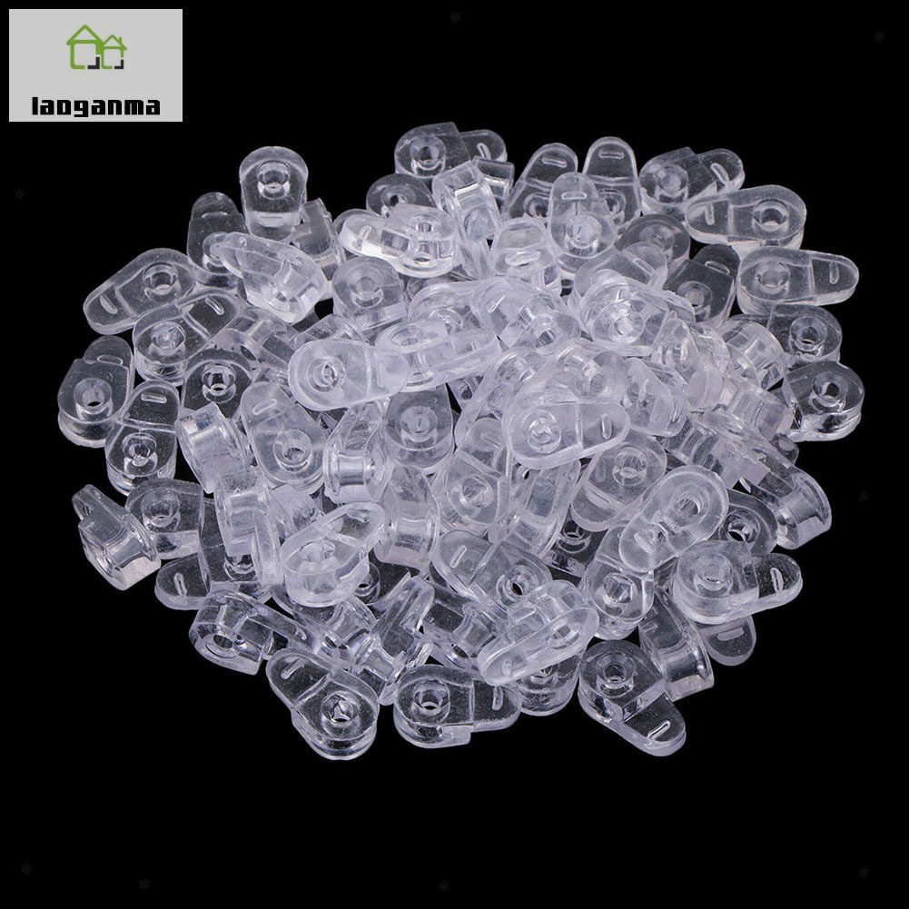 100pcs Plastic Glass Retainer Transparent Mirror Cabinet Fix Clips