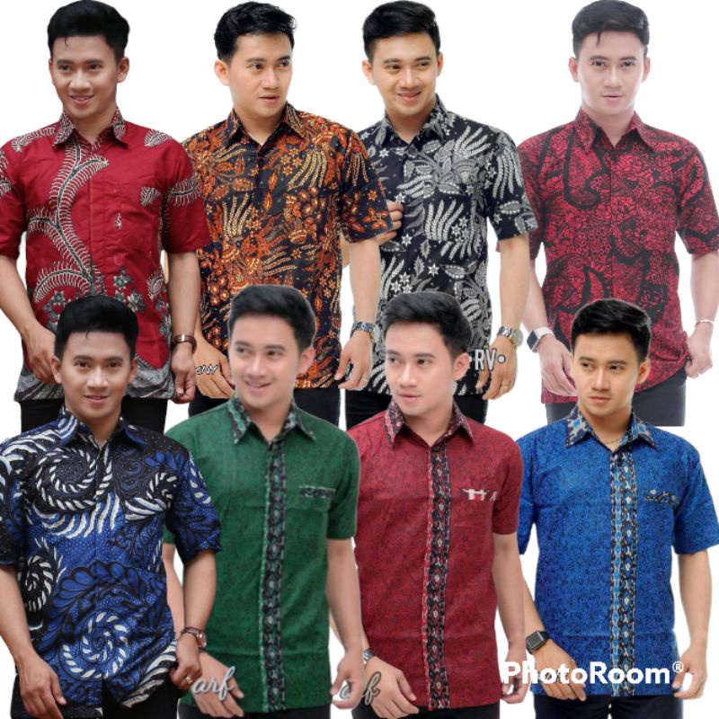 Sogan Batik HRB026 Sogan Short Hem Padi Pekalongan M L XL Modern Men's Batik Wholesale Retail