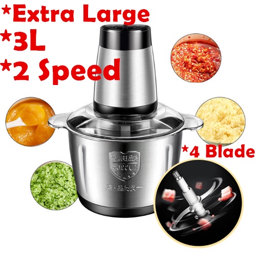 Electric 304 Charging Machine High Low 2 Speeds Stainless steel 3L Automatic Meat Grinder Mincer Chopper Food Processor