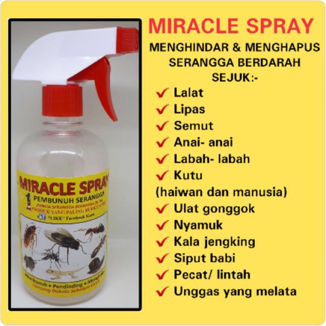 MIRACLE SPRAY (Pembasmi serangga) hapuskan lalat semut lipas pijat anai-anai kutu labah-labah siput babi nyamuk