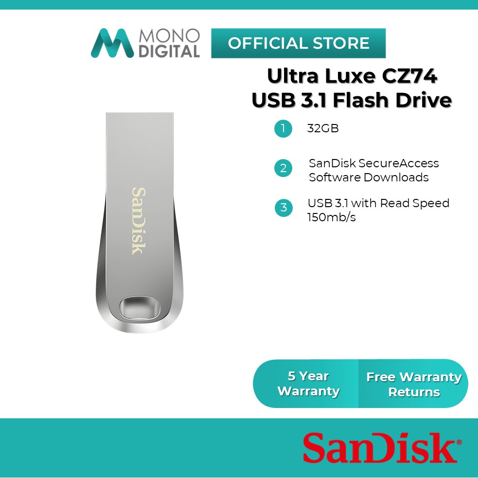 SanDisk Pendrive Ultra Luxe CZ74 150MB/s USB 3.1 Flash Drive USB Flash Drive (256GB/128GB/64GB/32GB)