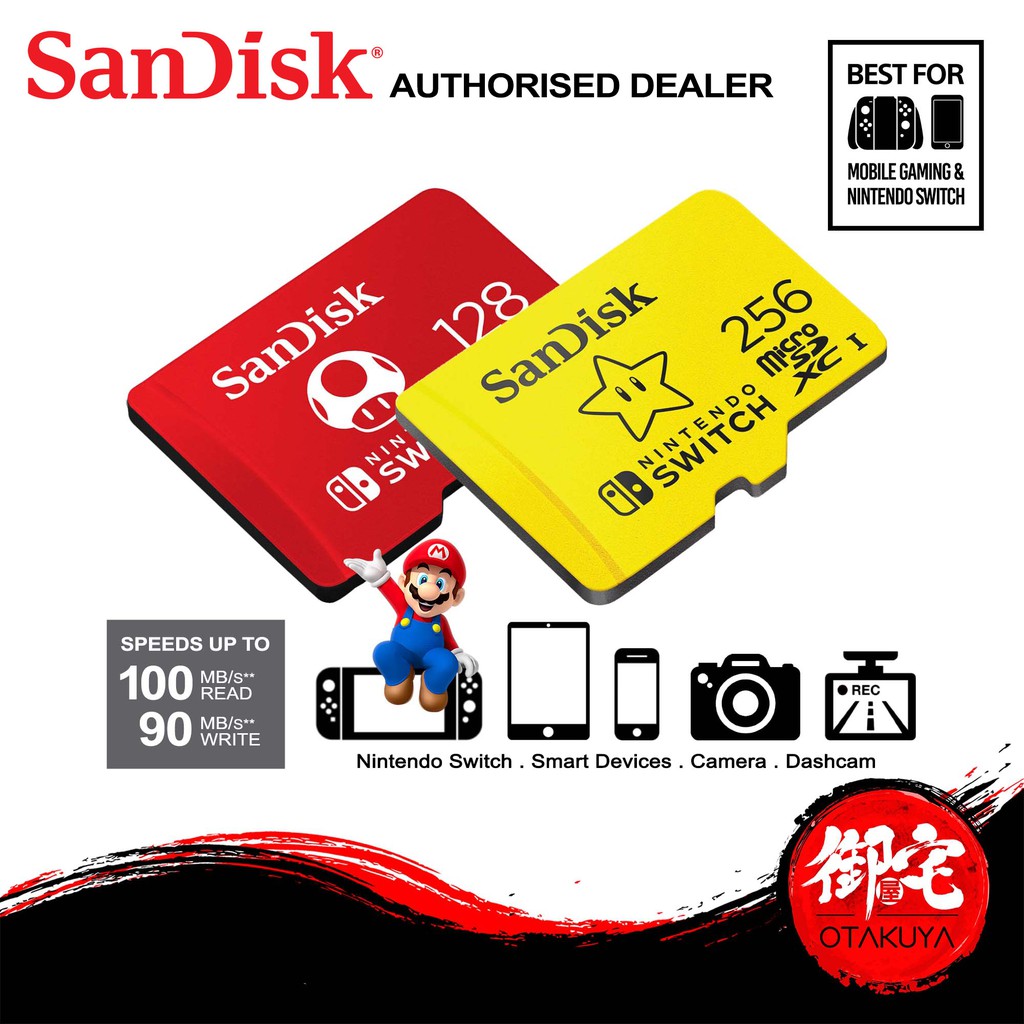 Sandisk Nintendo Switch Official Super Mario Micro Sd Xc U3 Memory Card 128gb 256gb Shopee Malaysia