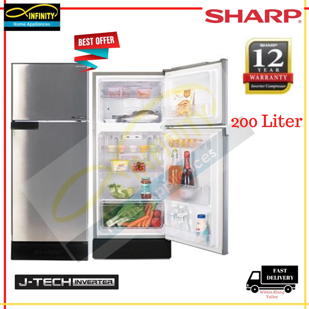 SHARP FRIDGE 200L / Nett 190L 2 Door Fridge (Delivery KL/Selangor Only ...