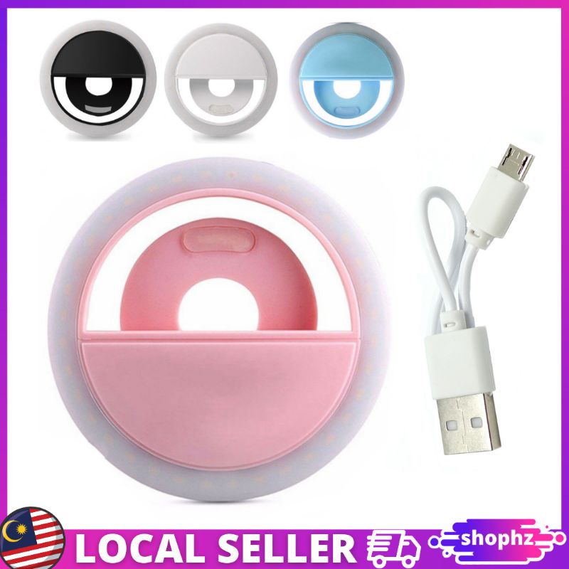 Rechargeable Selfie LED Ring Light Mini Portable Smartphone/Tablet Ring ...