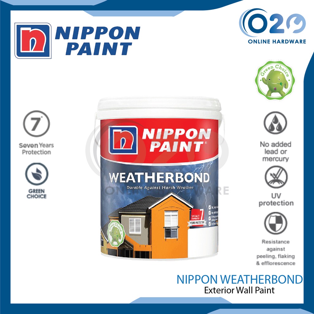 5L Nippon Paint Weatherbond Cat Dinding Paint Cat Painting Acrylic