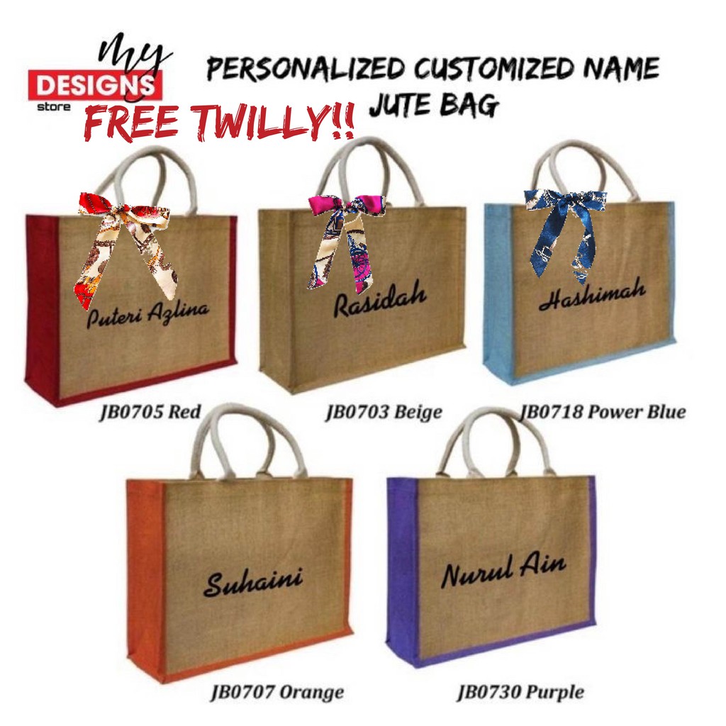 Personalized Name Jute Bag Women Shopping Bag [FREE TWILLY!!] Bag viral