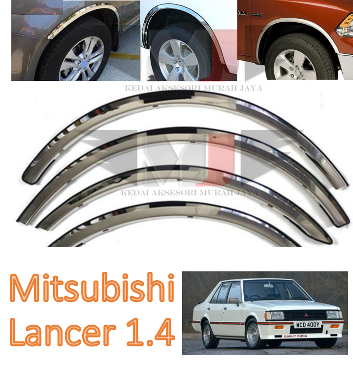 Mitsubishi Lancer 1.4 Fender Arch Trim Stainless Steel Chrome Garnish With Rubber Lining ender Arch Trim Stainless Steel