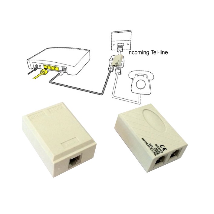 Telefon Line ADSL Splitter 1in 2out Modem Fax RJ11 Filter Tele Female