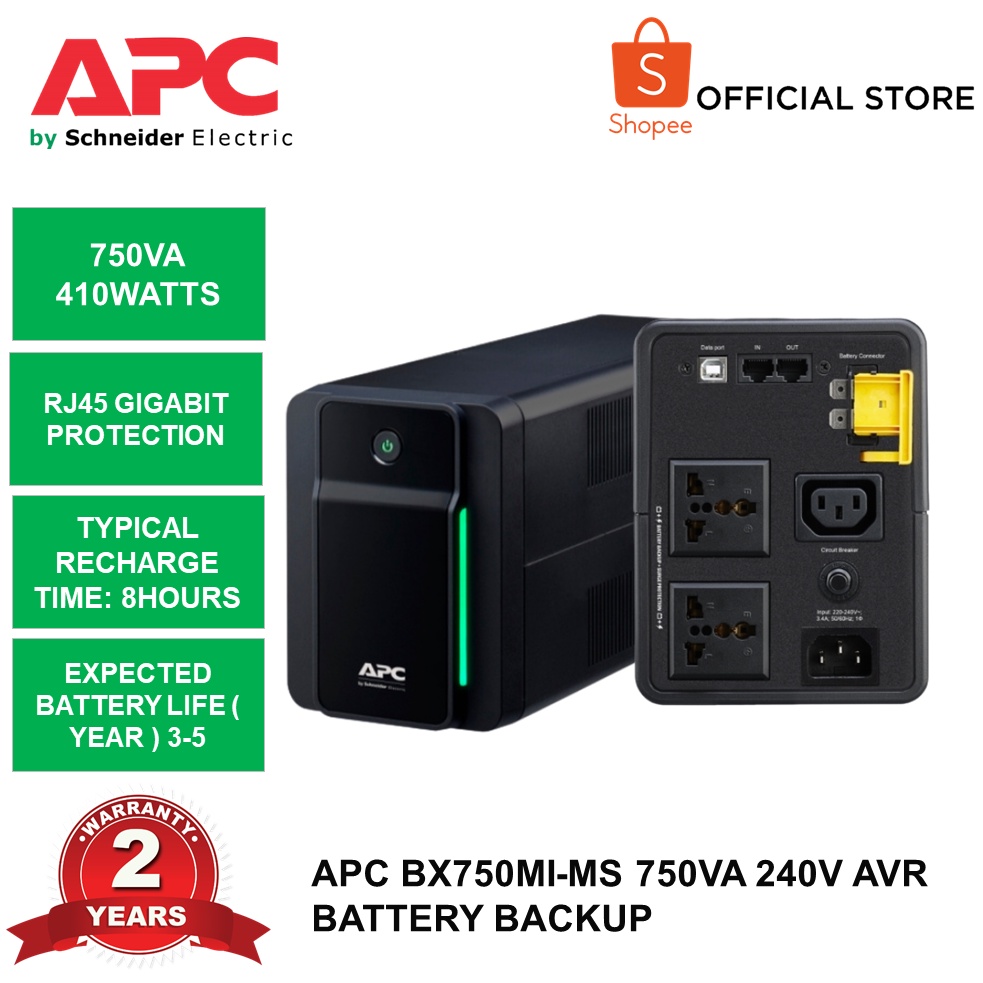 APC BX750MIMS 750VA 230V AVR Universal Sockets Battery Backup & Surge