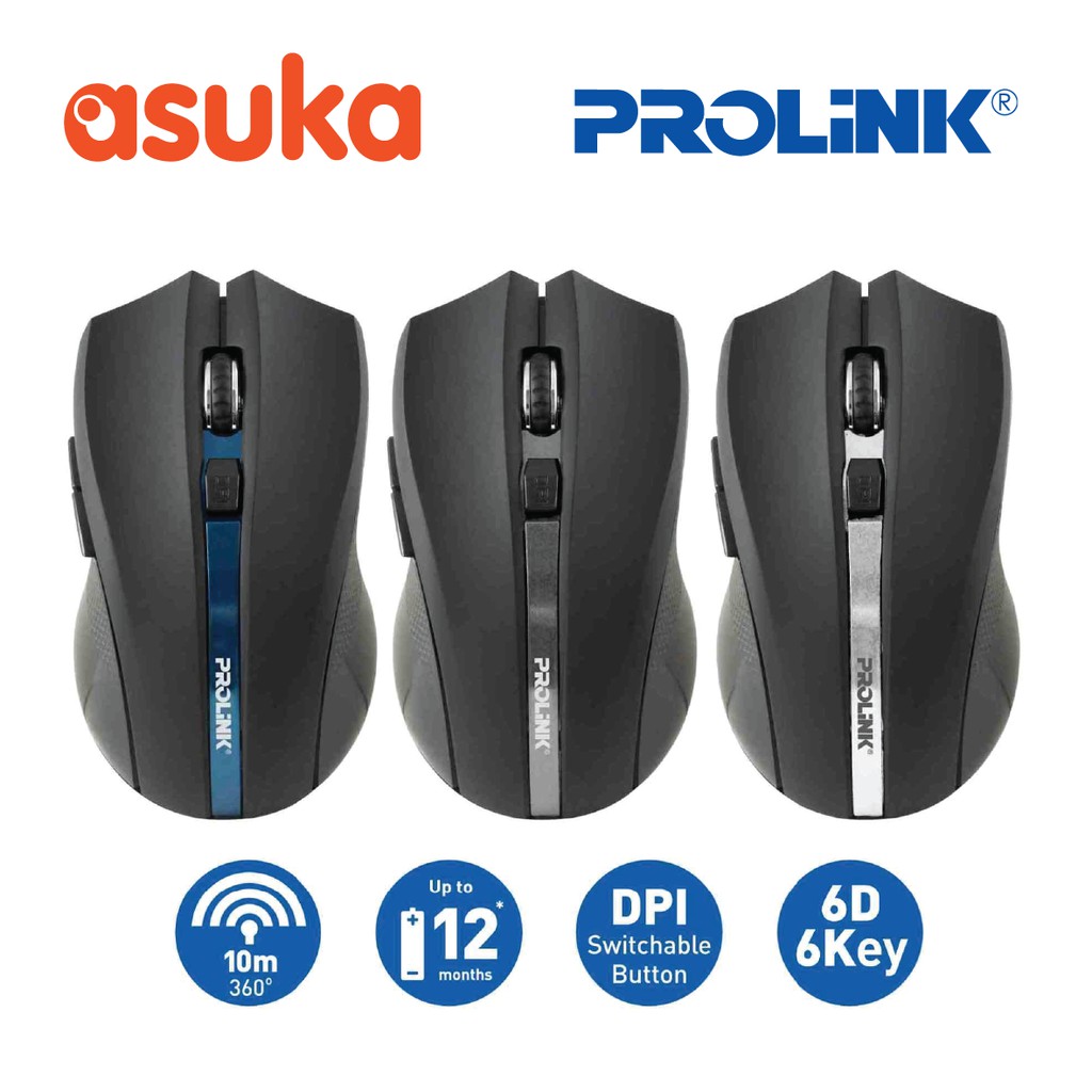 Prolink PMW6005 1600Dpi 6 Button 2.4Ghz Wirelss Optical Mouse (1 year warranty)