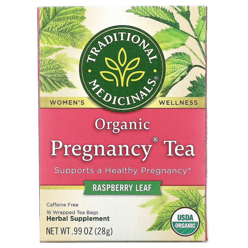 Traditional Medicinals Organic Pregnancy Tea, Raspberry Leaf 16 Wrapped Tea Bags (28 g) Exp 4/2027