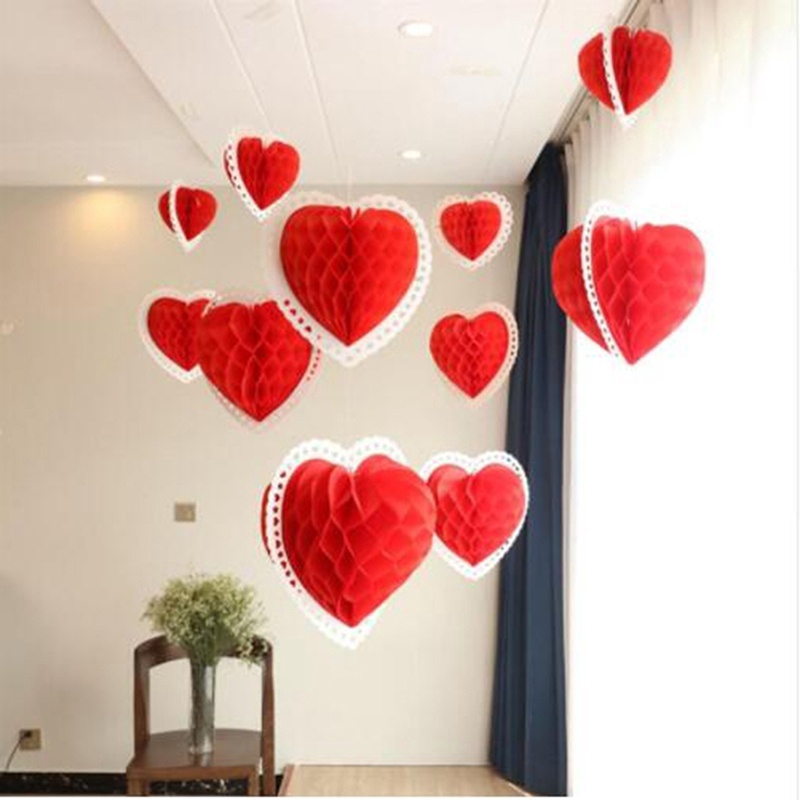 Download Wedding Birthday Party Decor 3d Paper Love Heart Lantern Hanging Decoration Ornaments To Valentines Day Shopee Malaysia