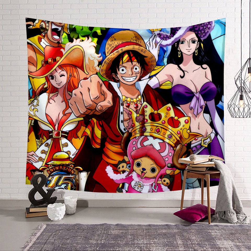 One Piece Cartoon Room Bedroom Background Cloth Tapestries Hanging Cloth Shopee Malaysia