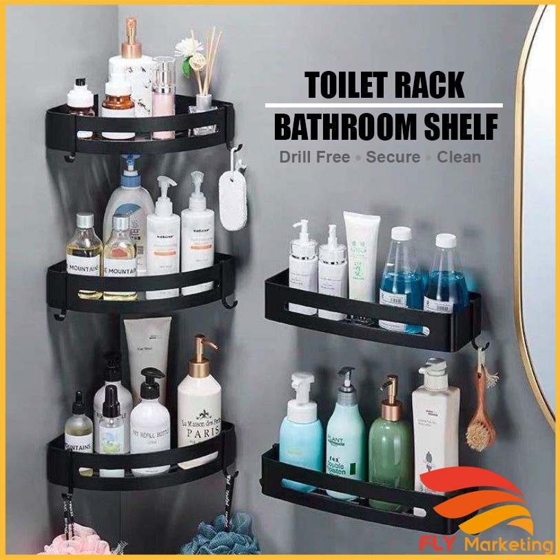 Bathroom Storage Corner Shelf Kitchen Wall Dinding Shampoo Rak Bathroom Shelf Toilet Rack Accessories Bilik Mandi