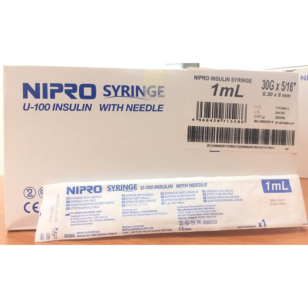 Nipro Syringe 1ml Insulin U100 W 30g X 5 16 8mm 100pcs Box Shopee Malaysia