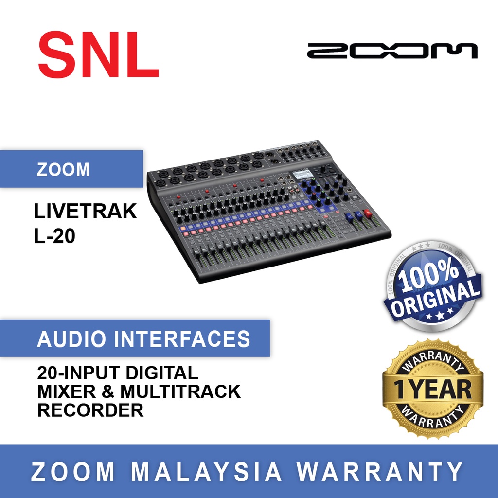 Zoom LiveTrak L20 20Input Digital Mixer & Multitrack Recorder Shopee Malaysia