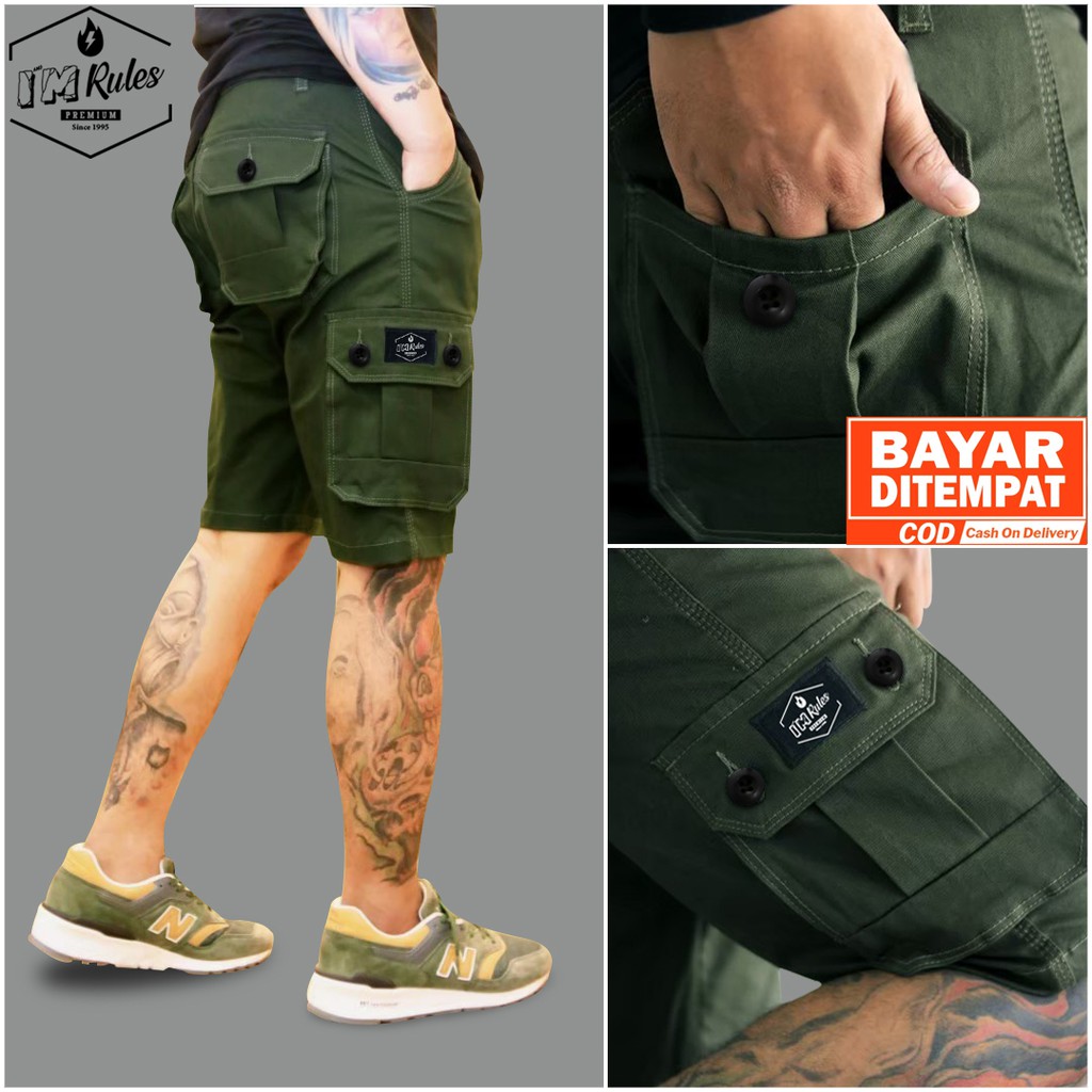 THAT AGAIN HITS Short Cargo Pants Men Army  Loreng Ufc 