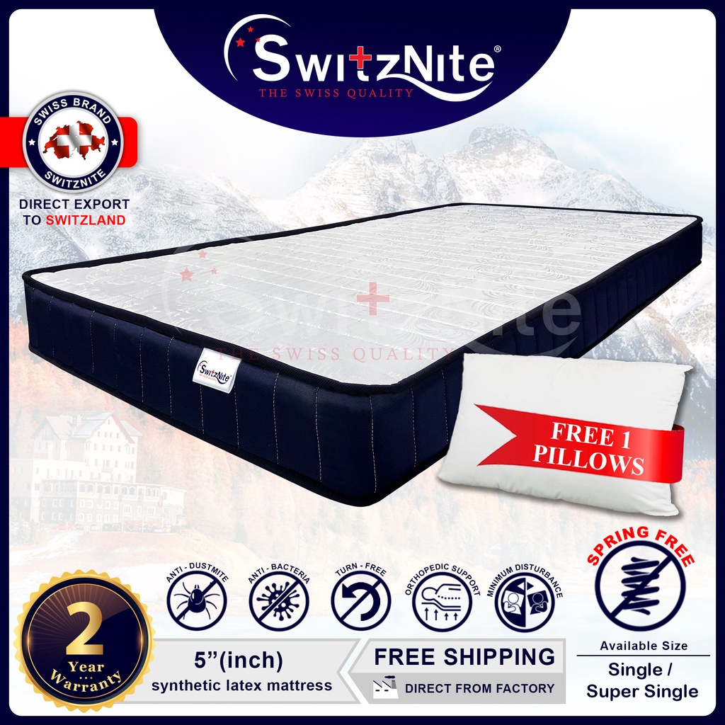 Switznite Synthetic Latex (Single / Super Single) 5 Inch Mattress Tilam