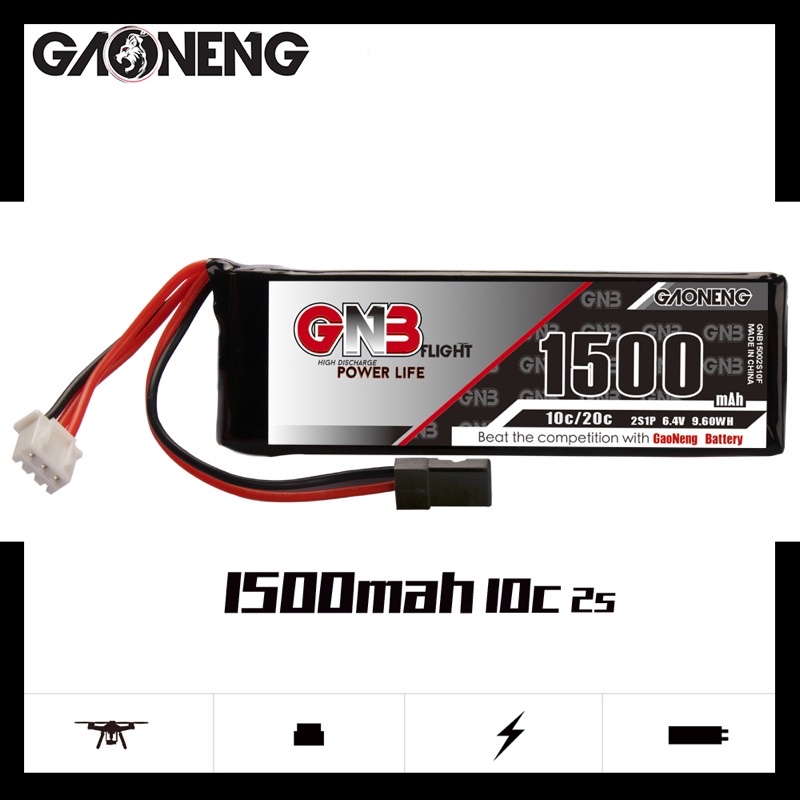 Gnb Gaoeng Life Battery 2s 1500mah 64v 10c 20c Jr Futaba Connector Rx Tx Shopee Malaysia 6044