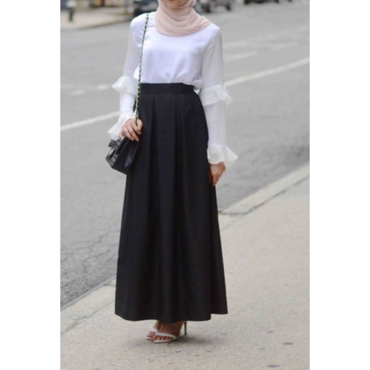 Skirt Hitam Labuh Plain | Shopee Malaysia