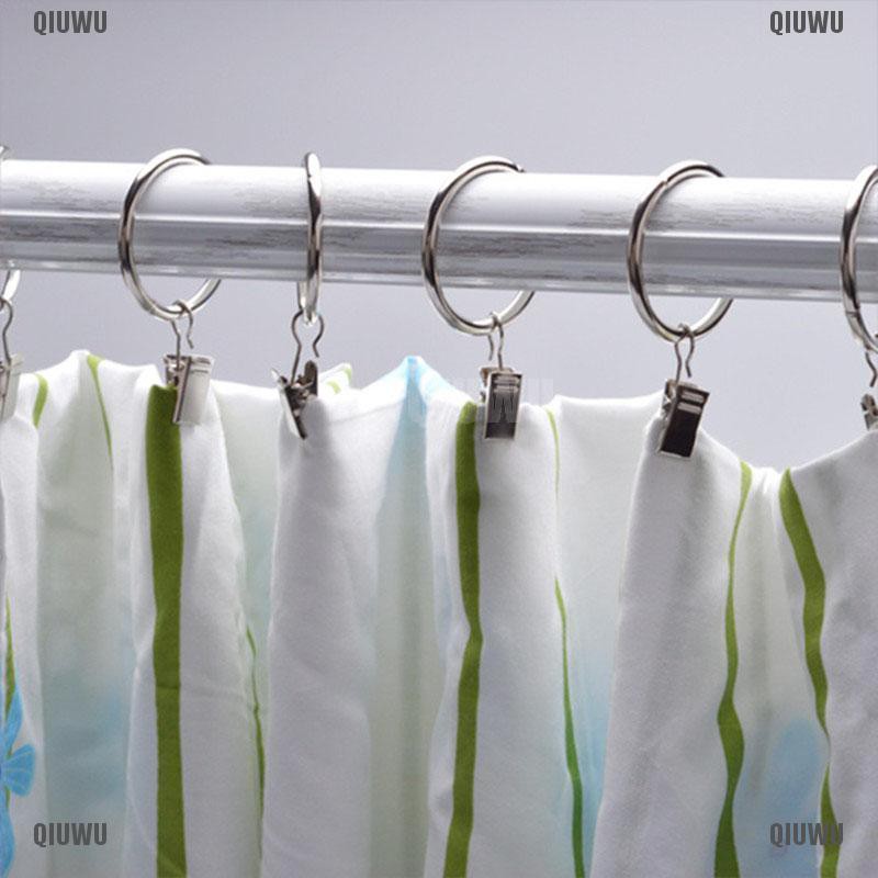 Qiuwu 10pcs Movable Stainless Steel Shower Hanging Curtain Rod