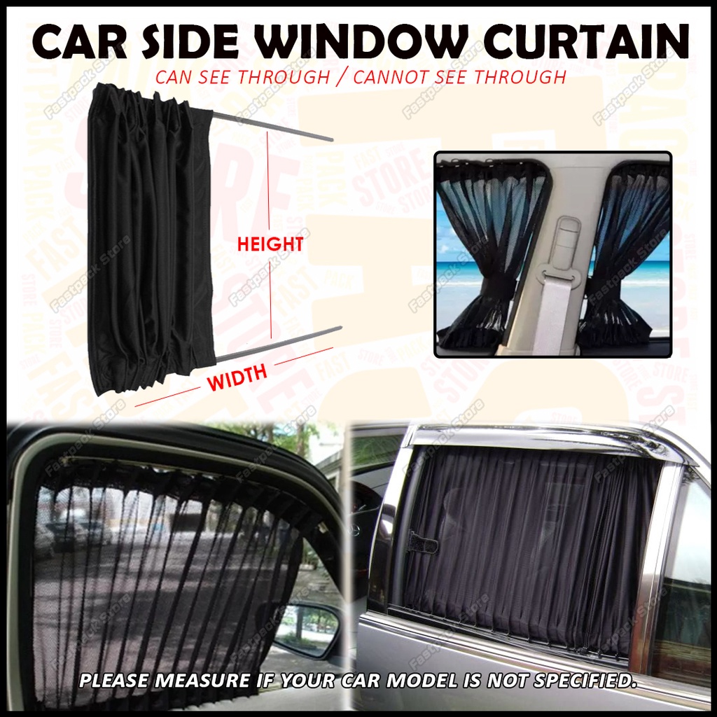 2pcs/set Car Window Curtain Can / Cannot See Through Langsir Tingkap