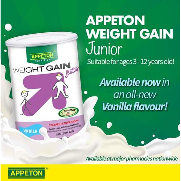 APPETON WEIGHT GAIN JUNIOR VANILA 450G Shopee Malaysia