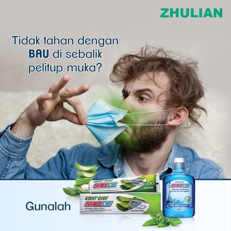 Zhulian Smileon Toothpaste With Aloe Vera Cool Mint Mouthwash Shopee Malaysia
