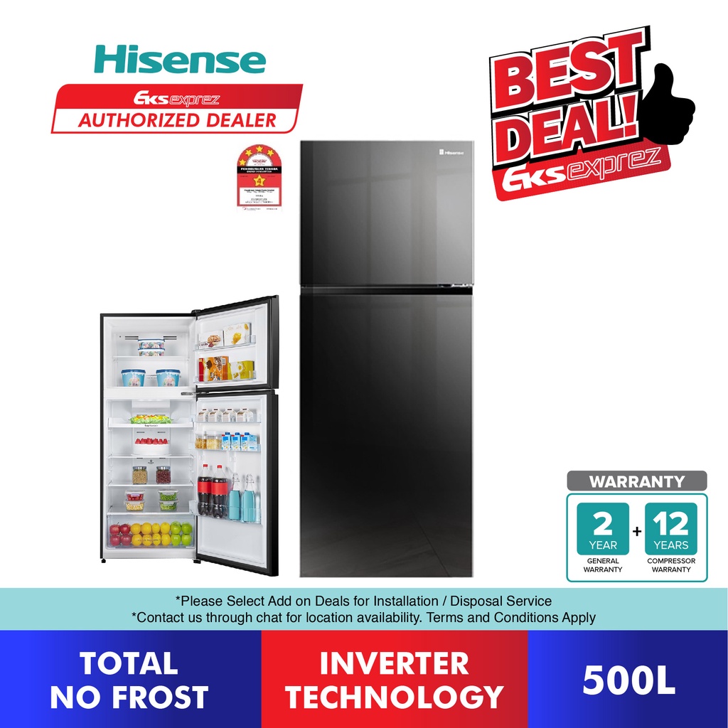 [FREE SHIPPING] Hisense 2 Door Inverter Fridge (500L) RT549N4ABU