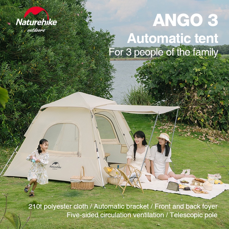 Naturehike Ango 3 Popup Tent Large Capacity Automatic Tent 3 Persons Outdoor Waterproof Family