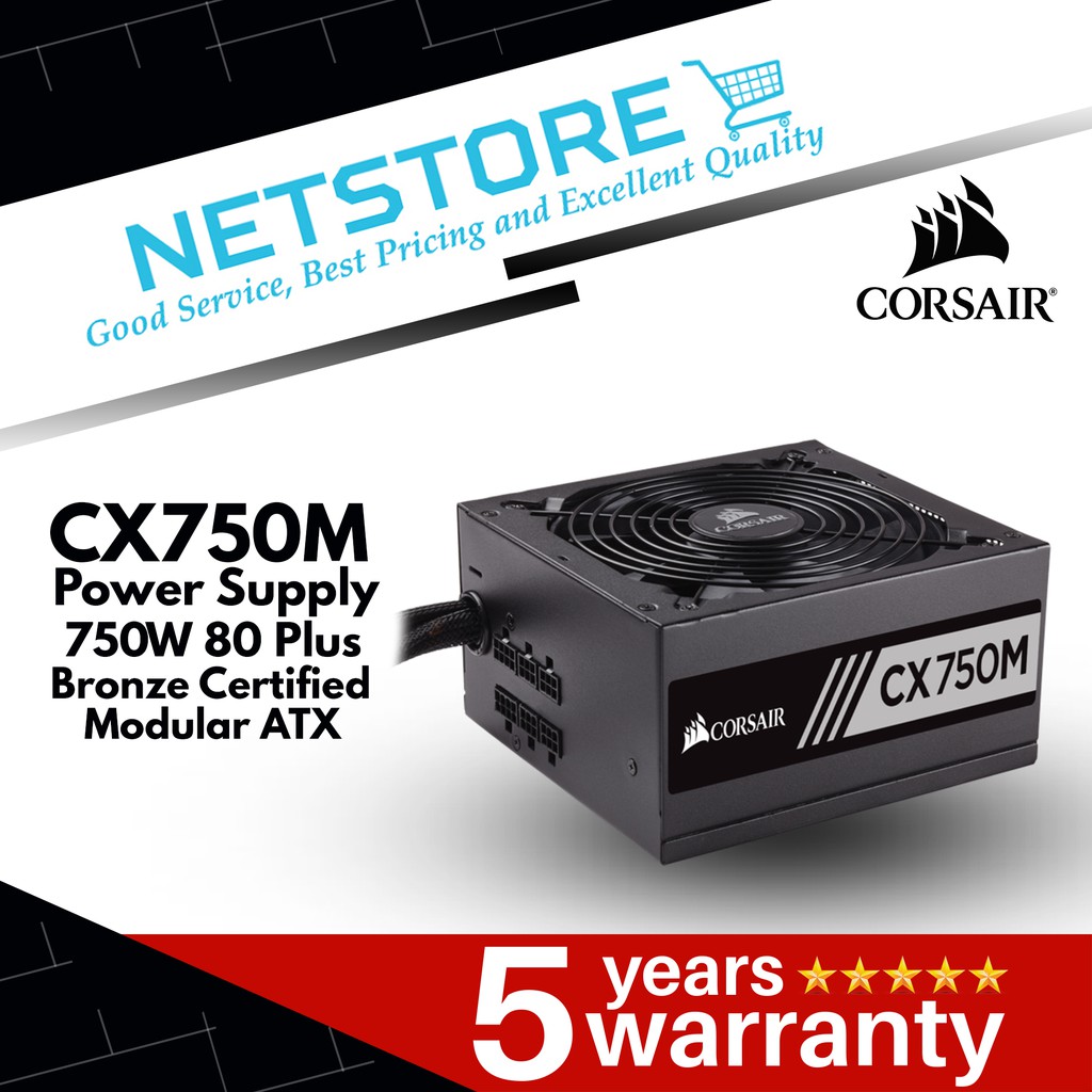 Corsair Cx Series Cx750m 750 Watt 80 Plus Bronze Modular Atx Shopee Malaysia