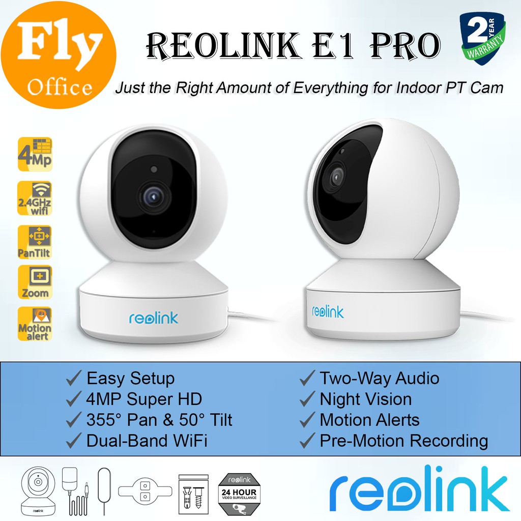 Reolink E1 Pro Indoor PT Cam 4MP Super HD Pan & Tilt 2.4/5 GHz Dual ...