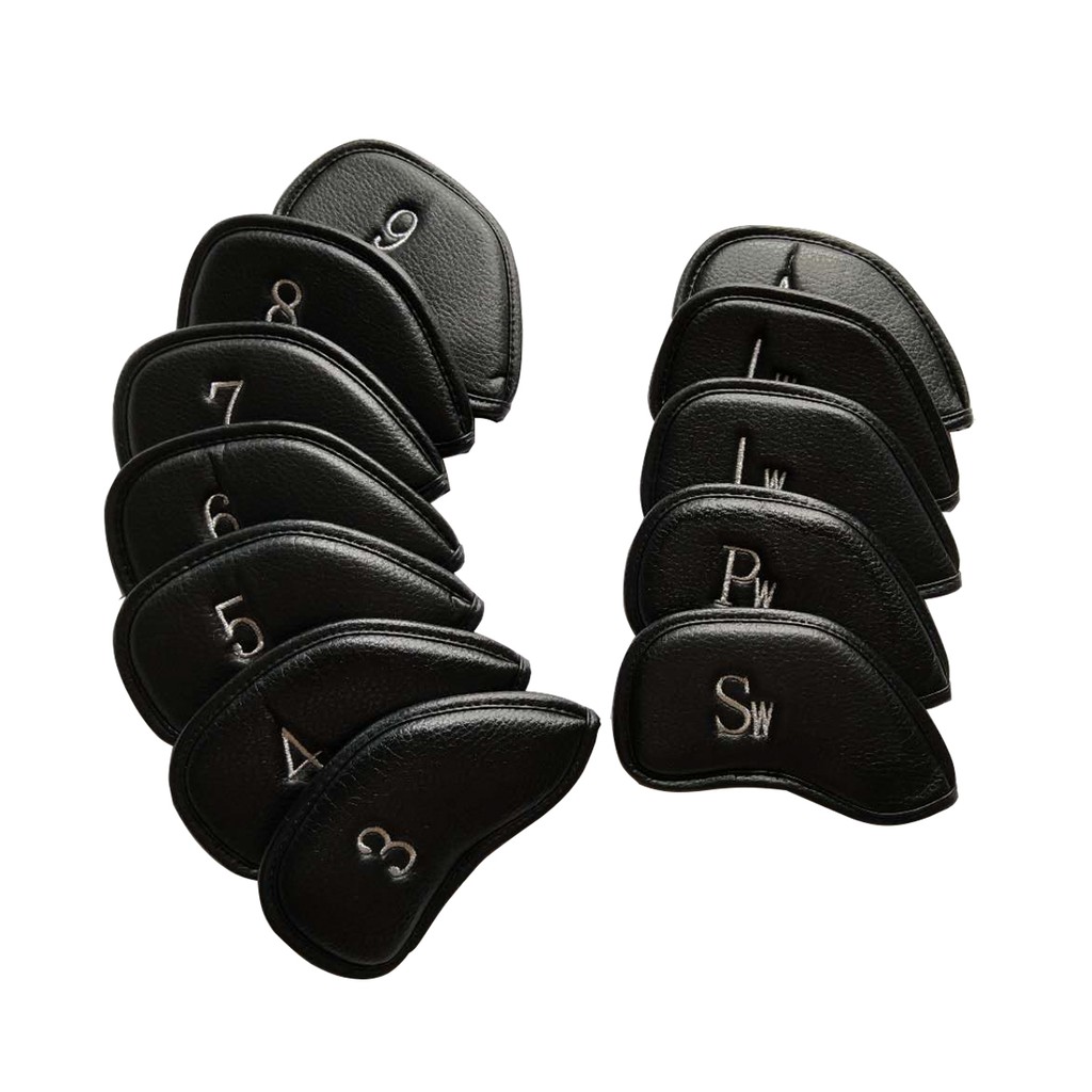 12pcs High-Grade PU Leather Golf Iron Head Covers Club Protective