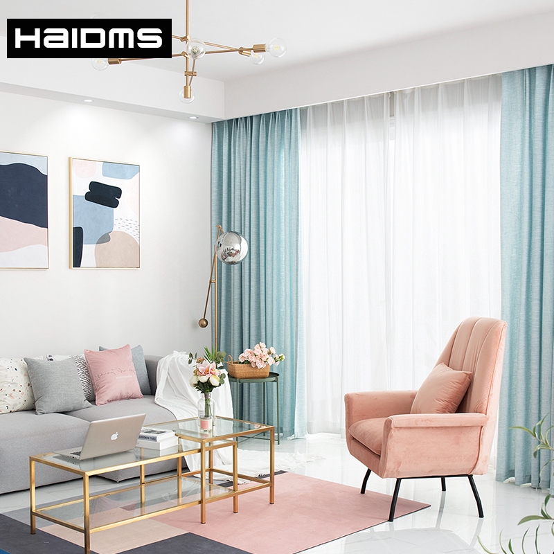 Nordic Style Fresh Curtain Light Blue Modern Simple Cotton And Linen Ins Rural Bedroom Living Room Shading 2019 Shopee Malaysia