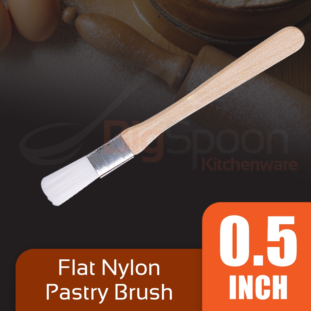 Bigspoon 0.5 Inch Flat Nylon Bristle Pastry Cooking Brush with Wooden Handle for basting, baking and cooking
