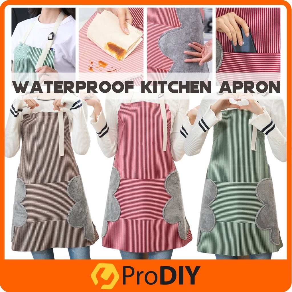 Kitchen Cooking Apron Waterproof Oilproof Oxford Cloth For Cooking Protector Adjustable Hand Wiping Apron Memasak 围裙