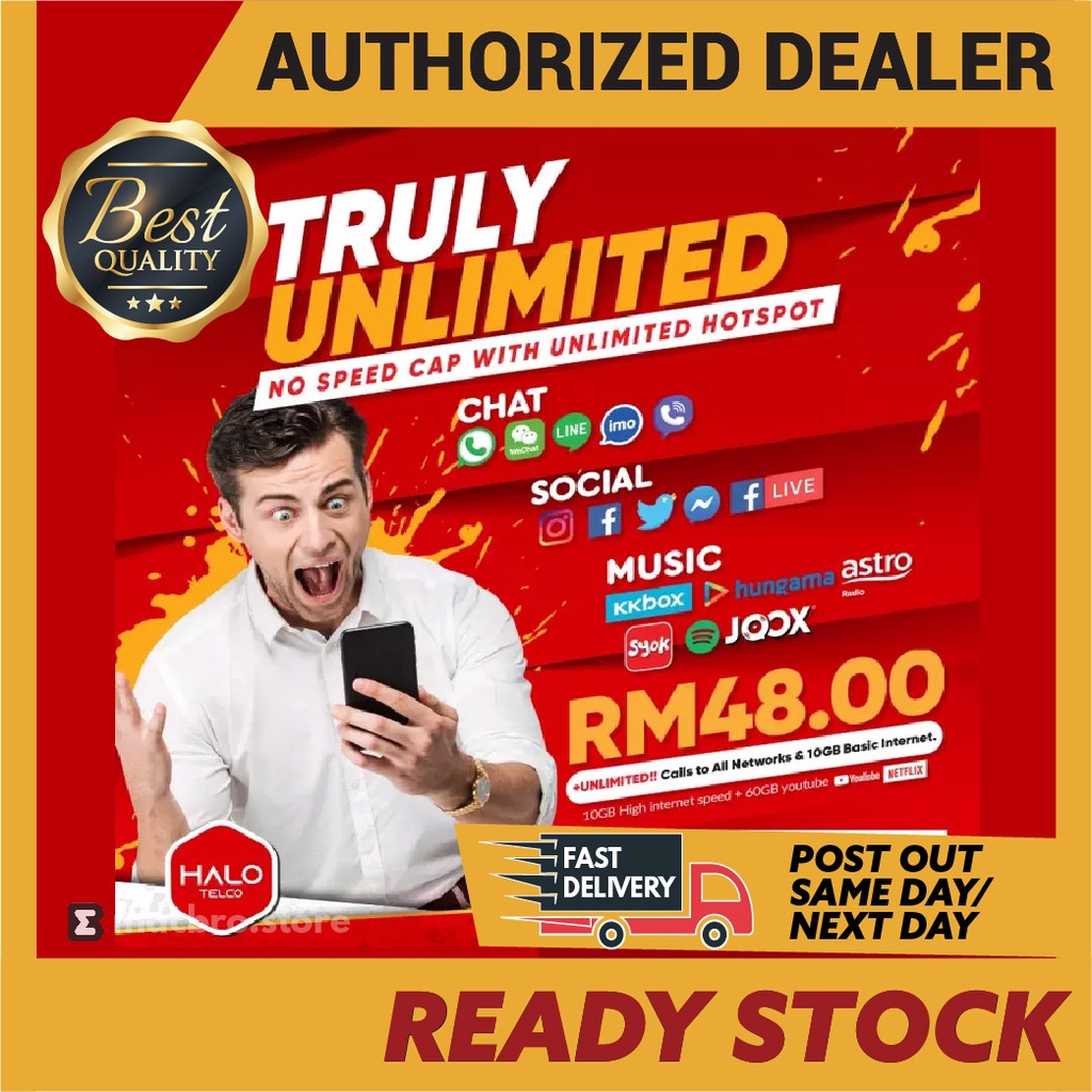 Simkad HaloTelco Tunetalk NEW USER, RESTOCK & DROPSHIP Unlimited Chat, Social, Call