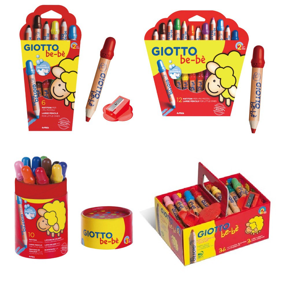 Italian Giotto Washable Baby Wooden Crayons 6 Colors 12 Colors 10 Colors Pen Holder 36 Colors Portable Set Shopee Malaysia