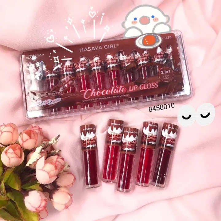 HASAYA GIRL Lip Chocolate Lip Gloss Lip & Cream Biush 2in1 Lip Set 10