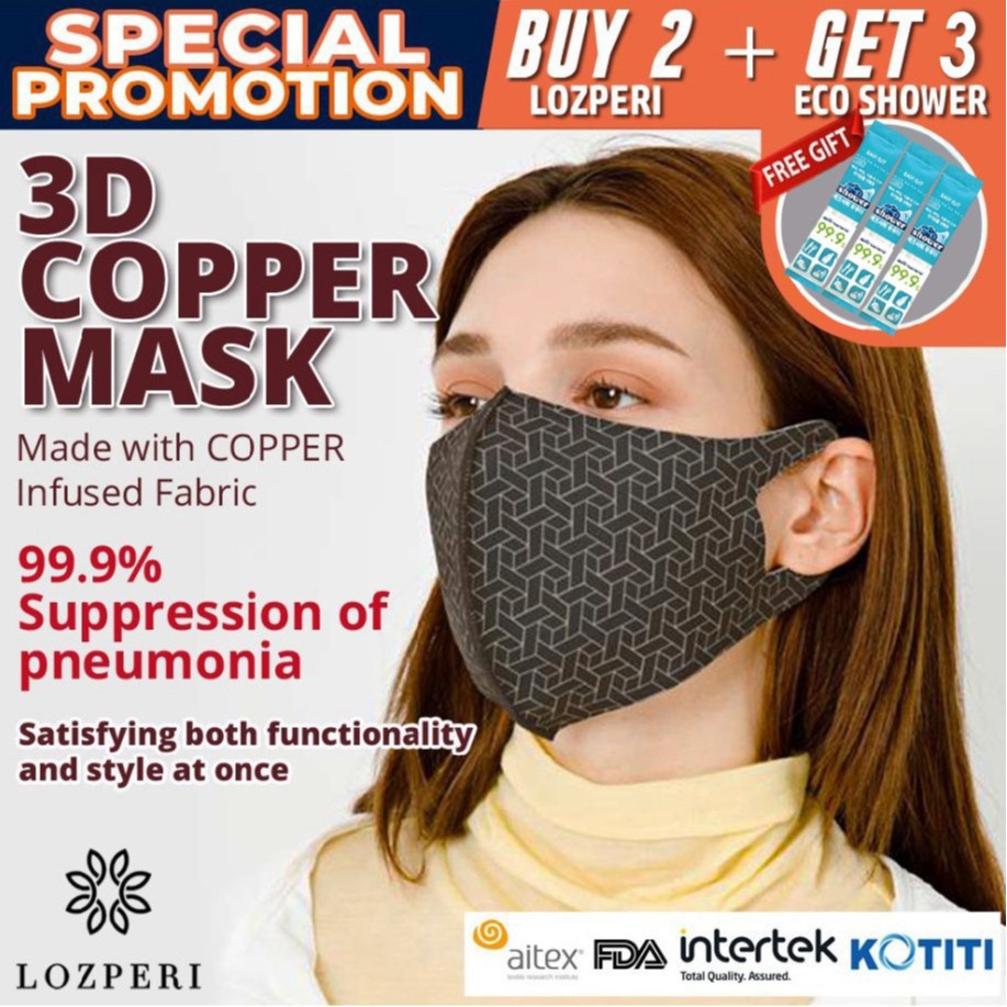 Antibacterial Reusable Washable 4 Layers Protection 3D Copper Face Mask ...