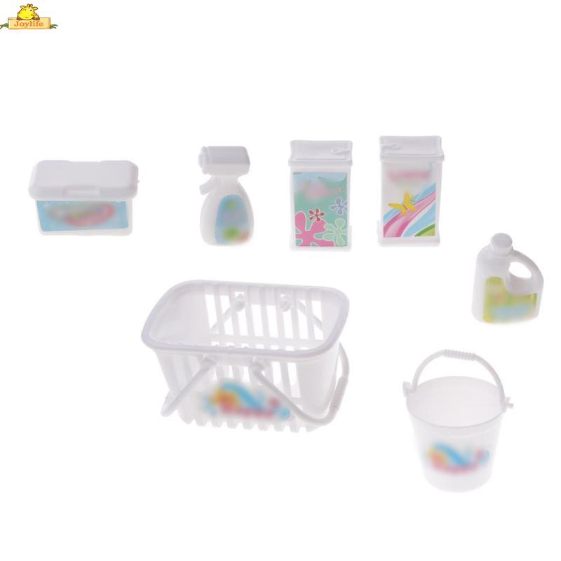 Doll Laundry Accessories Decoration Plastic 7pcs Kit 9 22cm Basket