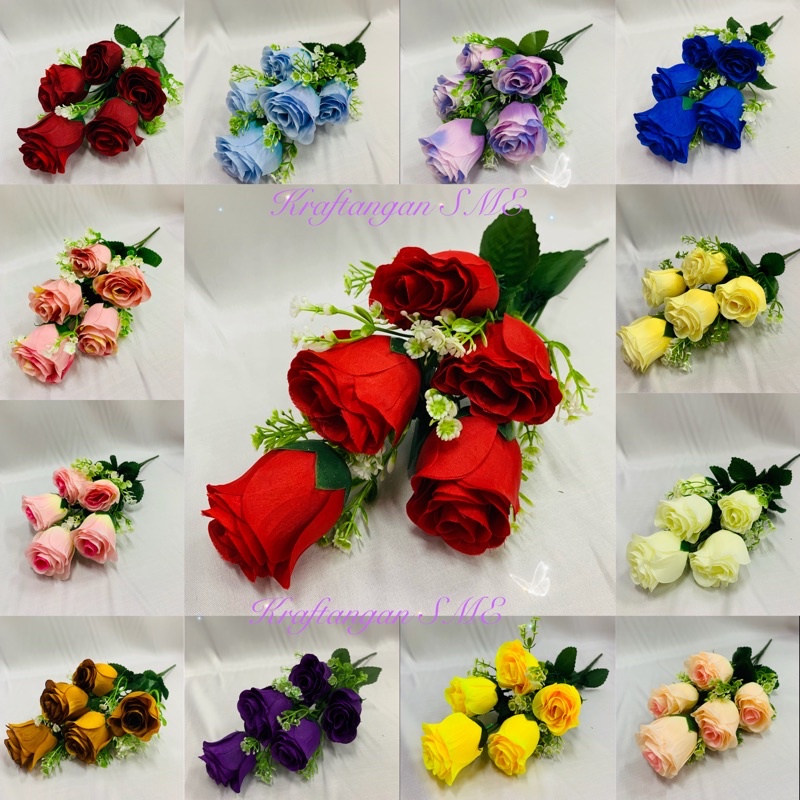 5head Rose/ Bunga Rose/Artificial Rose/ Rose Bouquet/Rose Kuncup ?/Rose Bud/✅ready stock?